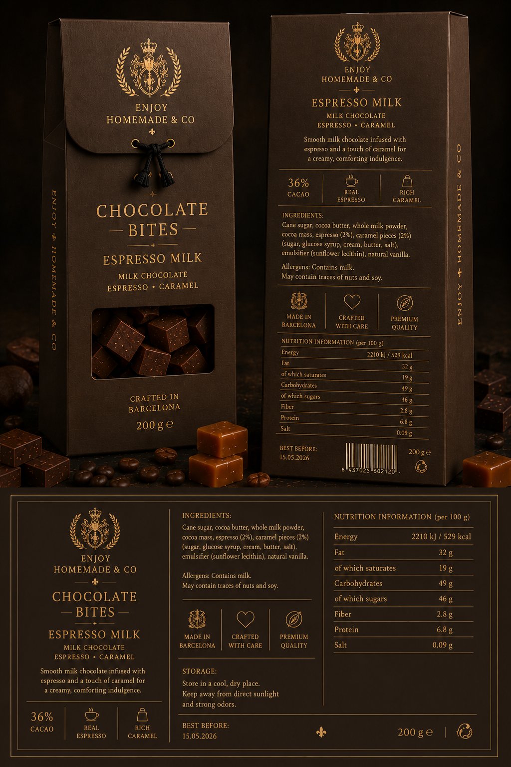 Chocolate Bites · Espresso Milk — 200 g brown bag