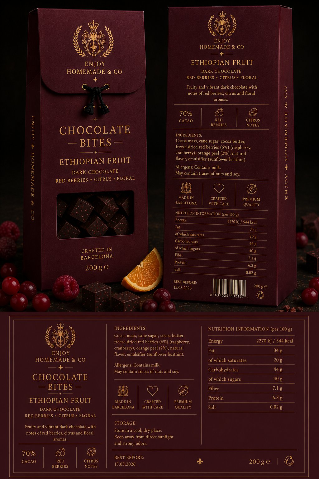 Chocolate Bites · Ethiopian Fruit — 200 g burgundy bag