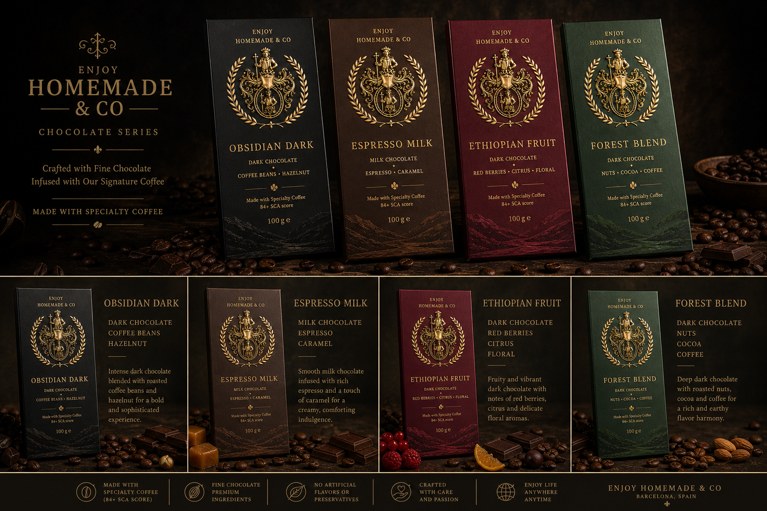 The Chocolate Collection — Obsidian Dark, Espresso Milk, Ethiopian Fruit, Forest Blend