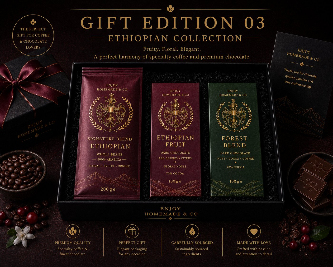 Gift Edition 03 — Ethiopian Collection: Signature Blend Ethiopian Whole Beans, Ethiopian Fruit, Forest Blend